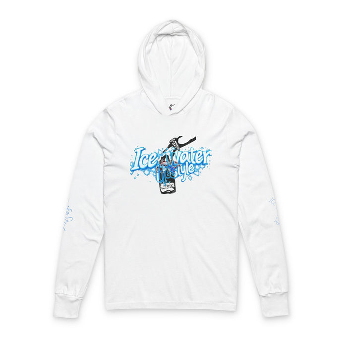 Ice Water Style Unisex Hooded Long Sleeve Tee, Surfing Apparel, Beachwear, Casual Layering, Gift for Ocean Lovers